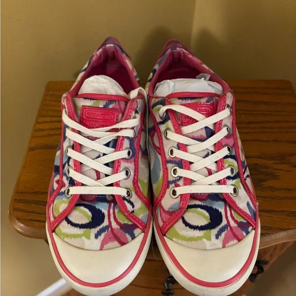 Coach Barrett Vibrant Pink and Cream Sneakers - Picture 9 of 10